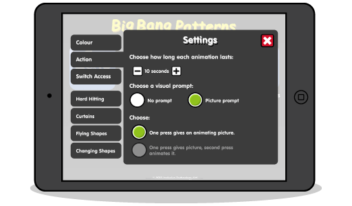 Big Bang Patterns App Settings