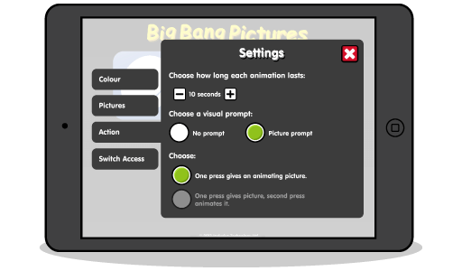 Big Bang Pictures App Settings